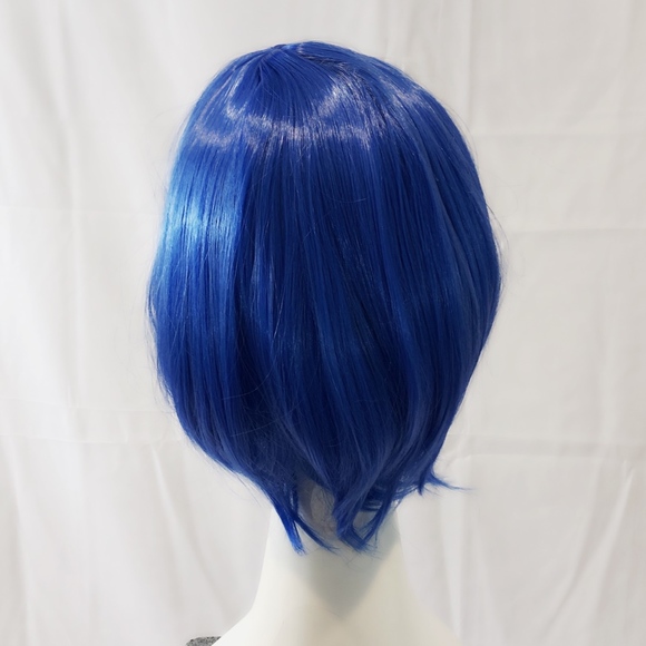 New bright blue bob wig straight hair cosplay main image 4